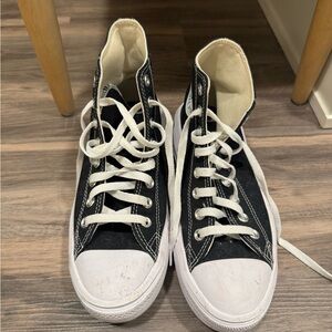 Converse Black High-Top Platform Sneakers with White Laces